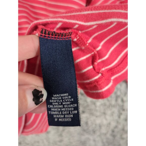 CHAPS RALPH LAUREN Stripe Tie Neck Top Womens Size 2X Coral Nautical Long Sleeve - Picture 6 of 8